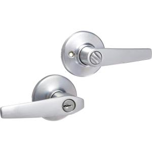 imageKwikset Delta Entry Door Handle with Lock and Key Secure Keyed Reversible Lever Exterior Doorlock Doorknob For Front Entrance and Bedrooms in Satin ChromePack of 1