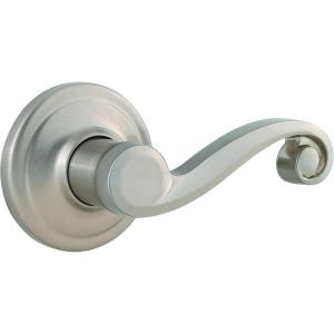 imageKwikset Lido Dummy Door Handle Single Sided Lever for Closets French Double Doors and Pantry Satin Nickel NonTurning Right Handed Interior PushPull Lever with Microban Protection