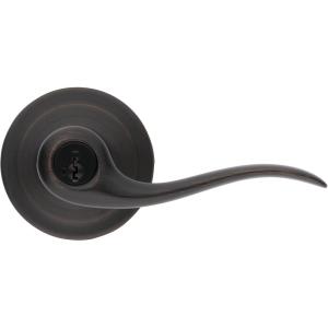 imageKwikset Tustin Entry Door Handle with Lock and Key Secure Keyed Reversible Lever Exterior For Front Entrance and Bedrooms Venetian Bronze Pick Resistant Smartkey Rekey Security and Microban