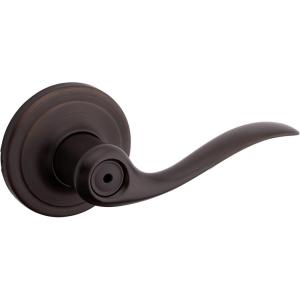 imageKwikset Tustin Interior Privacy Door Handle with Lock Door Lever For Bathroom and Bedroom Venetian Bronze Reversible Keyless Turn Lock with Microban ProtectionVenetian Bronze