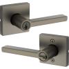 imageKwikset Halifax Vacant Occupied Bathroom Door Handle Lock Privacy Door Lever with Indicator Matte BlackGunmetal