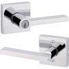 imageKwikset Halifax Vacant Occupied Bathroom Door Handle Lock Privacy Door Lever with Indicator Matte BlackPolished Chrome
