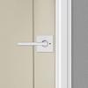 imageKwikset Halifax Vacant Occupied Bathroom Door Handle Lock Privacy Door Lever with Indicator Matte BlackPolished Chrome