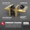 imageKwikset Halifax Vacant Occupied Bathroom Door Handle Lock Privacy Door Lever with Indicator Matte BlackSatin Brass