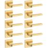 imageKwikset Halifax Vacant Occupied Bathroom Door Handle Lock Privacy Door Lever with Indicator Matte BlackSatin Brass
