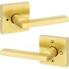 imageKwikset Halifax Vacant Occupied Bathroom Door Handle Lock Privacy Door Lever with Indicator Matte BlackSatin Brass