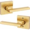 imageKwikset Halifax Vacant Occupied Bathroom Door Handle Lock Privacy Door Lever with Indicator Matte BlackSatin Brass