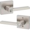 imageKwikset Halifax Vacant Occupied Bathroom Door Handle Lock Privacy Door Lever with Indicator Matte BlackSatin Nickel
