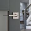 imageKwikset Halifax Vacant Occupied Bathroom Door Handle Lock Privacy Door Lever with Indicator Matte BlackSatin Nickel