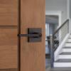 imageKwikset Halifax Vacant Occupied Bathroom Door Handle Lock Privacy Door Lever with Indicator Matte BlackVenetian Bronze