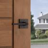 imageKwikset Halifax Vacant Occupied Bathroom Door Handle Lock Privacy Door Lever with Indicator Matte BlackVenetian Bronze