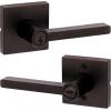 imageKwikset Halifax Vacant Occupied Bathroom Door Handle Lock Privacy Door Lever with Indicator Matte BlackVenetian Bronze