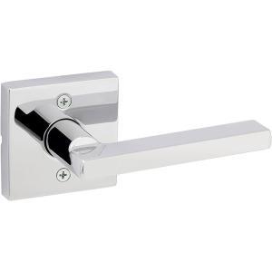 imageKwikset Halifax Vacant Occupied Bathroom Door Handle Lock Privacy Door Lever with Indicator Matte BlackPolished Chrome