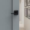 imageKwikset Ladera Dummy Door Handle Single Sided Lever for Closets French Double Doors and Pantry Matte Black NonTurning Left Handed Interior PushPull Lever