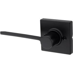 imageKwikset Ladera Dummy Door Handle Single Sided Lever for Closets French Double Doors and Pantry Matte Black NonTurning Left Handed Interior PushPull Lever