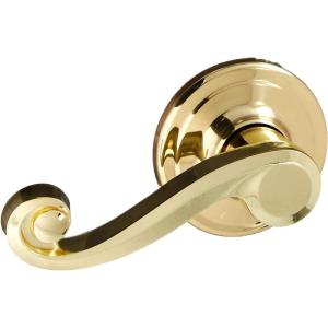 imageKwikset Lido Dummy Door Handle Single Sided Lever for Closets French Double Doors and Pantry Polished Brass NonTurning Right Handed Interior PushPull Lever