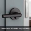 imageKwikset 91550030 Milan Door Handle Lever with Modern Contemporary Slim Round Design for Home Bedroom or Bathroom Privacy in Iron Matte BlackMatte Black