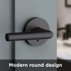 imageKwikset 91550030 Milan Door Handle Lever with Modern Contemporary Slim Round Design for Home Bedroom or Bathroom Privacy in Iron Matte BlackMatte Black