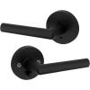 imageKwikset 91550030 Milan Door Handle Lever with Modern Contemporary Slim Round Design for Home Bedroom or Bathroom Privacy in Iron Matte BlackMatte Black