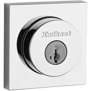 imageKwikset 91590002 Halifax Slim Square Double Cylinder Deadbolt featuring SmartKey in Polished Chrome